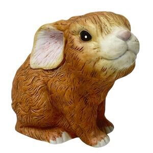 Vintage 1988 River Shore Snuggle Babies Brown Bunny Sculpture Ceramic Figurine